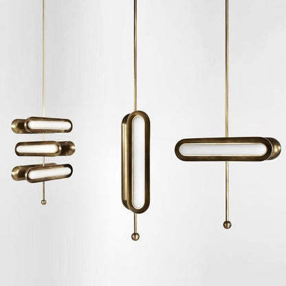 Adjustable LED Capsule Chandelier in Gold with Frosted Glass