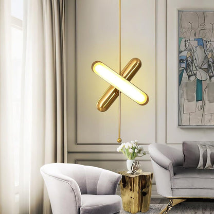 Adjustable LED Capsule Chandelier in Gold with Frosted Glass