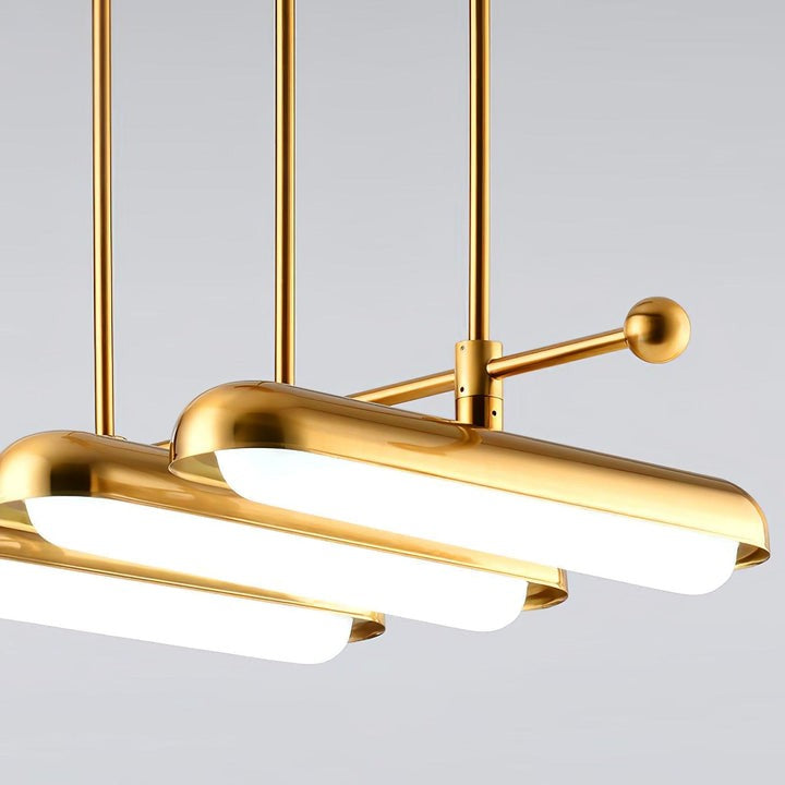 Adjustable LED Capsule Chandelier in Gold with Frosted Glass