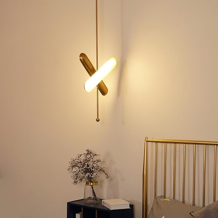 Adjustable LED Capsule Chandelier in Gold with Frosted Glass