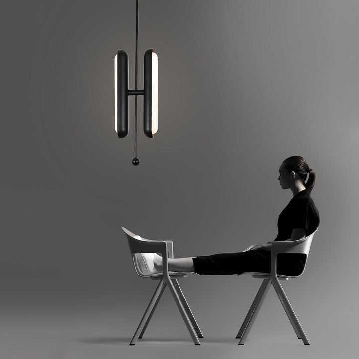 Adjustable LED Capsule Chandelier in Gold with Frosted Glass