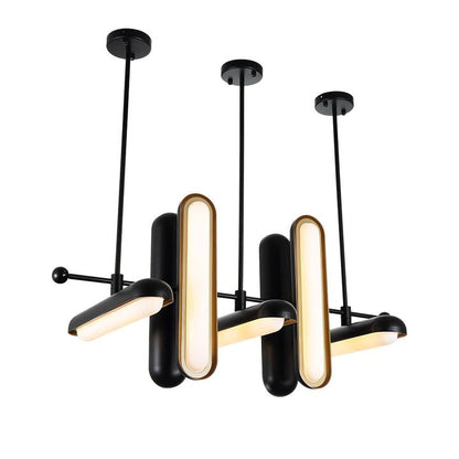 Adjustable LED Capsule Chandelier in Gold with Frosted Glass