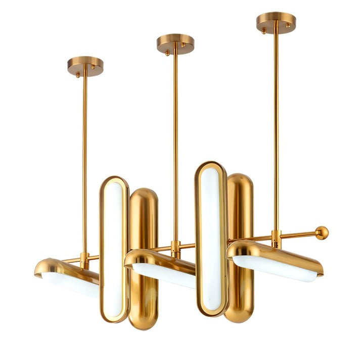 Adjustable LED Capsule Chandelier in Gold with Frosted Glass