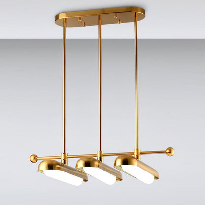 Adjustable LED Capsule Chandelier in Gold with Frosted Glass