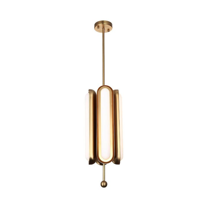Adjustable LED Capsule Chandelier in Gold with Frosted Glass