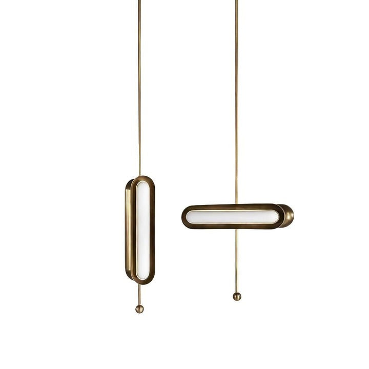 Adjustable LED Capsule Chandelier in Gold with Frosted Glass