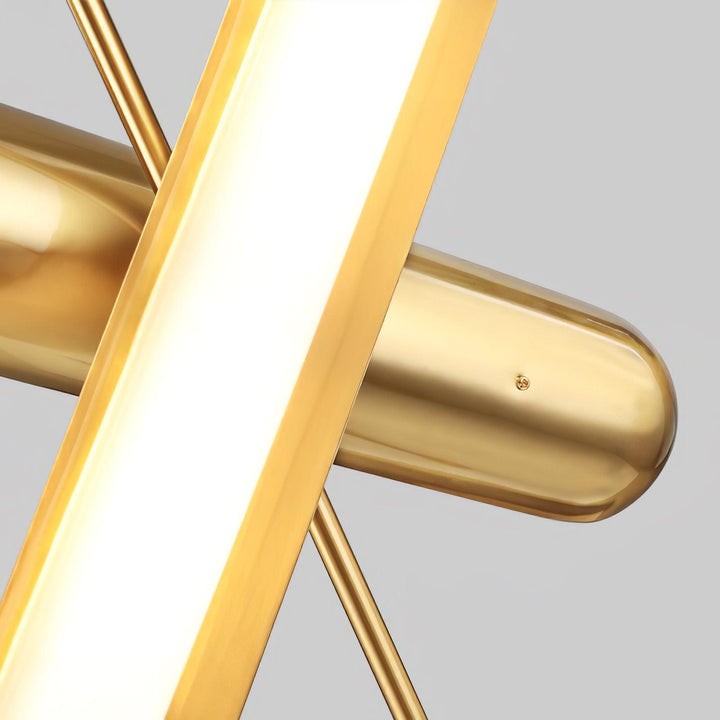 Adjustable LED Capsule Chandelier in Gold with Frosted Glass