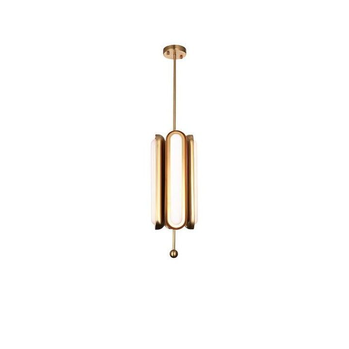 Adjustable LED Capsule Chandelier in Gold with Frosted Glass