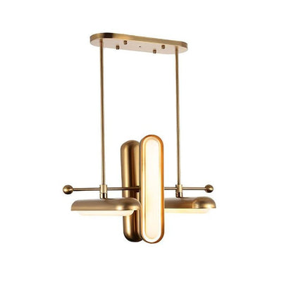 Adjustable LED Capsule Chandelier in Gold with Frosted Glass