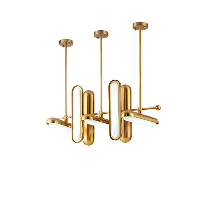 Adjustable LED Capsule Chandelier in Gold with Frosted Glass