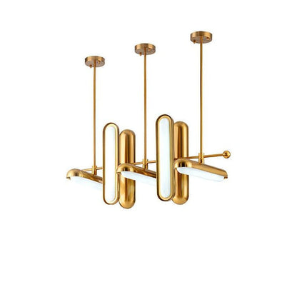 Adjustable LED Capsule Chandelier in Gold with Frosted Glass