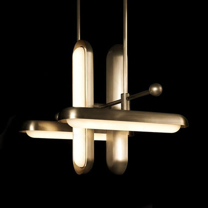 Adjustable LED Capsule Chandelier in Gold with Frosted Glass