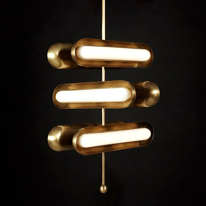 Adjustable LED Capsule Chandelier in Gold with Frosted Glass