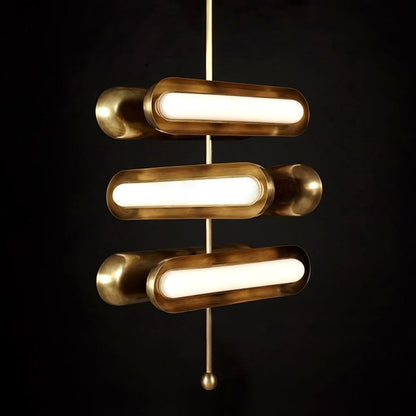 Adjustable LED Capsule Chandelier in Gold with Frosted Glass