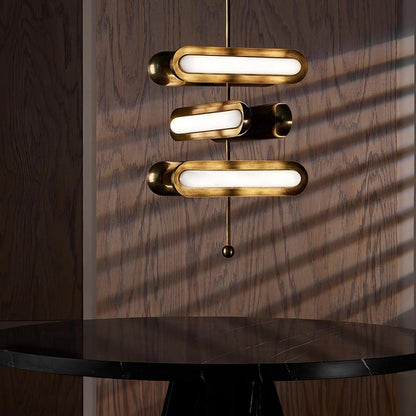 Adjustable LED Capsule Chandelier in Gold with Frosted Glass