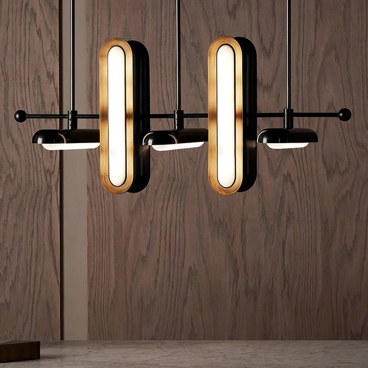 Adjustable LED Capsule Chandelier in Gold with Frosted Glass