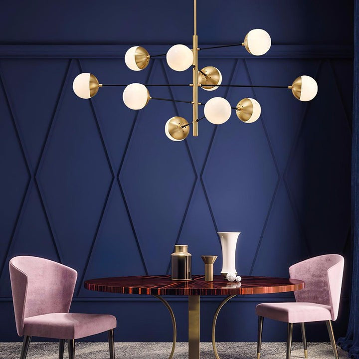 Adjustable Metal & Glass LED Ceiling Chandelier (8 or 12 Lights)