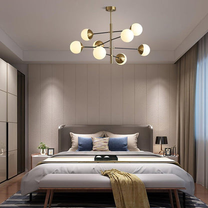 Adjustable Metal & Glass LED Ceiling Chandelier (8 or 12 Lights)