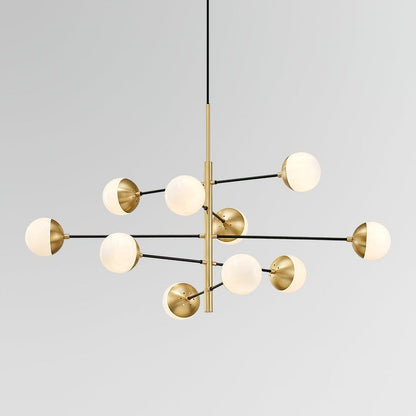 Adjustable Metal & Glass LED Ceiling Chandelier (8 or 12 Lights)