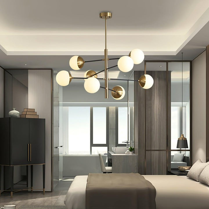 Adjustable Metal & Glass LED Ceiling Chandelier (8 or 12 Lights)