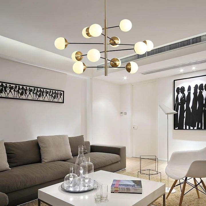 Adjustable Metal & Glass LED Ceiling Chandelier (8 or 12 Lights)