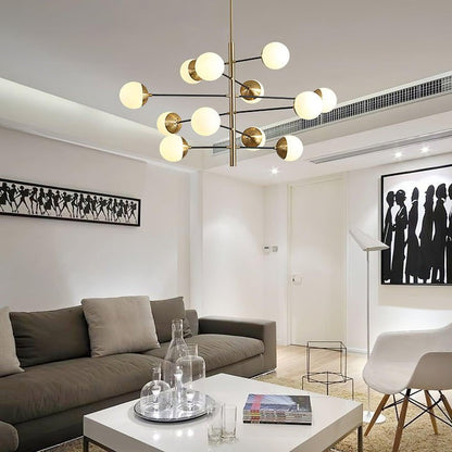 Adjustable Metal & Glass LED Ceiling Chandelier (8 or 12 Lights)