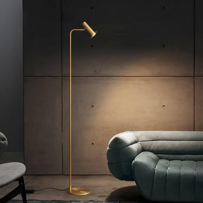 Adjustable Satin Brass LED Floor Lamp - Three-Color Light