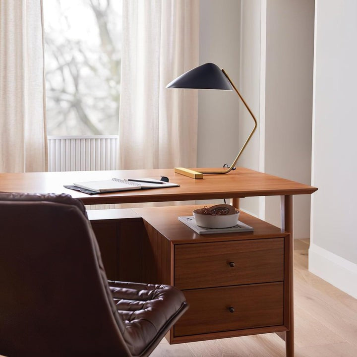 Adjustable Shell-Shade Sculptural Table Lamp