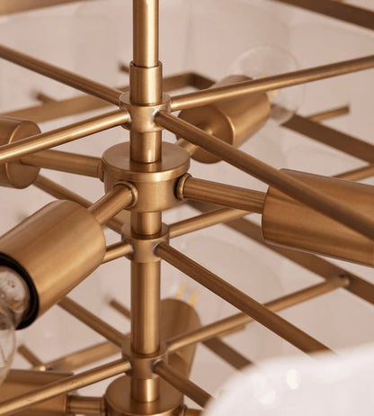 Adjustable Tiered Frosted Glass Chandelier with Brass Frame