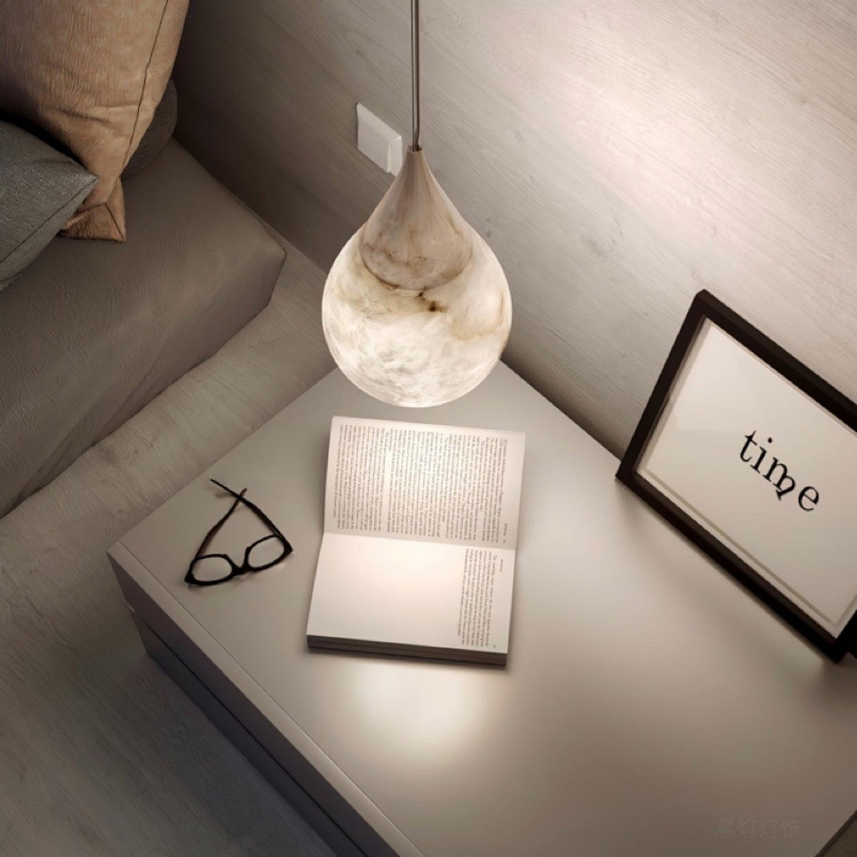 Alabaster Raindrop Pendant Light