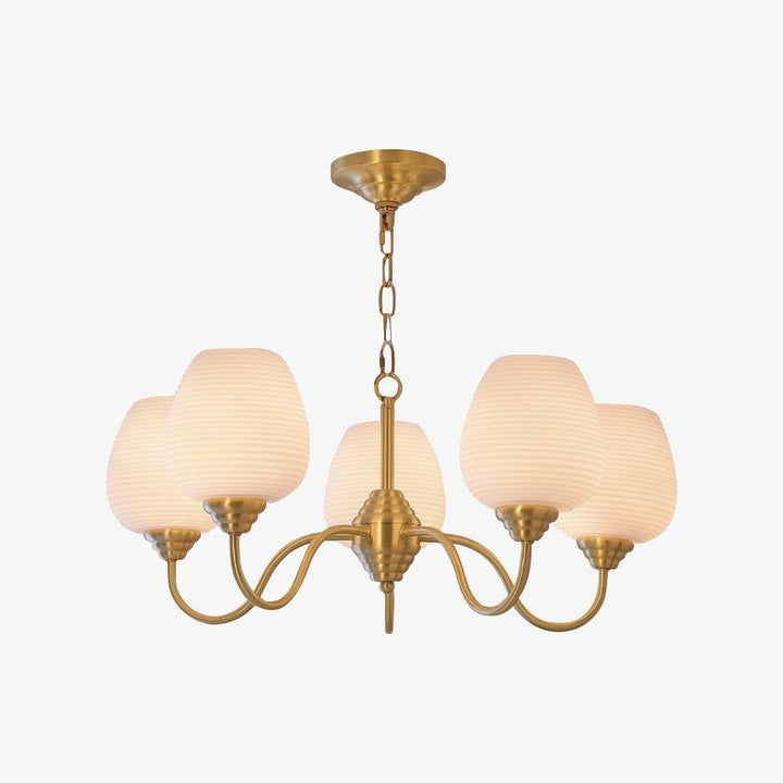 Alton Antique Brass & White Glass Ceiling Chandelier