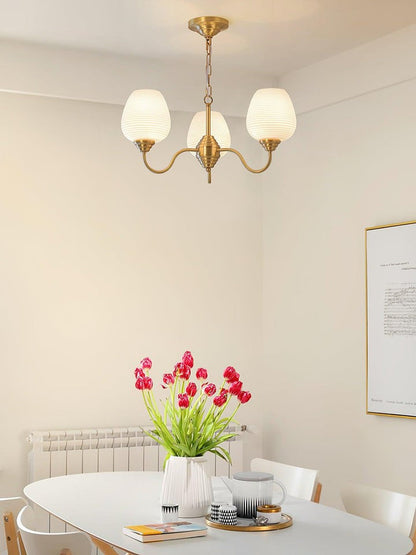 Alton Antique Brass & White Glass Ceiling Chandelier