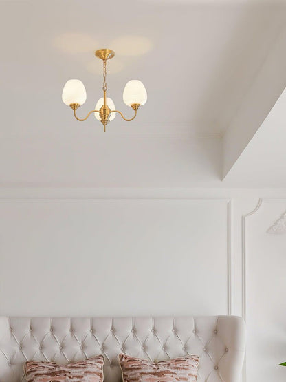 Alton Antique Brass & White Glass Ceiling Chandelier
