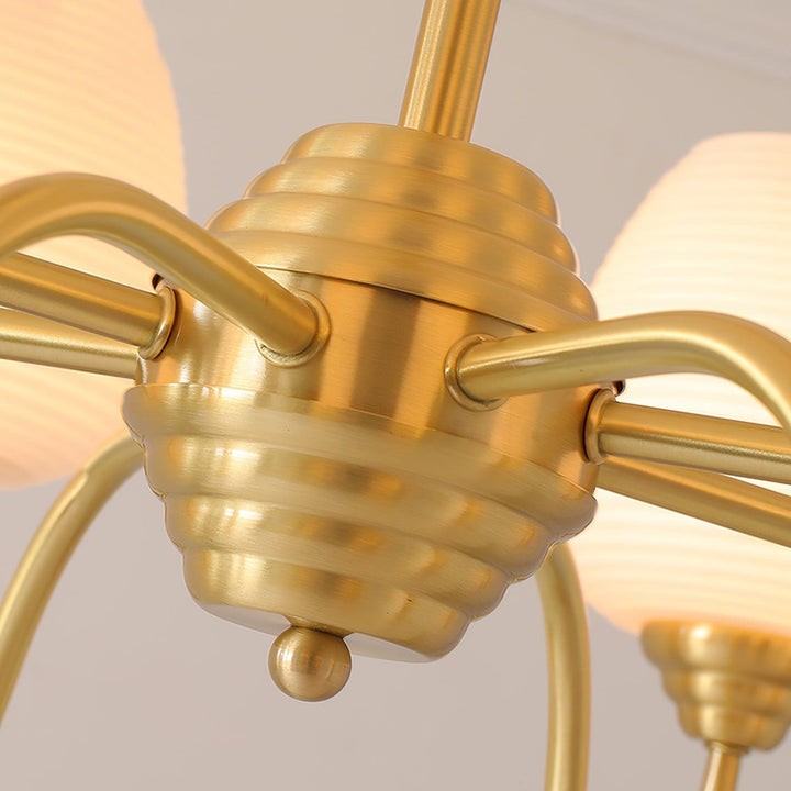Alton Antique Brass & White Glass Ceiling Chandelier