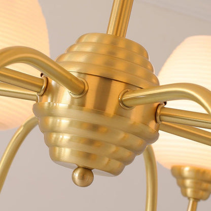 Alton Antique Brass & White Glass Ceiling Chandelier