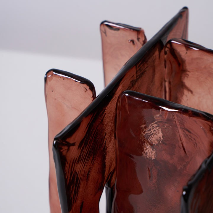 Amber Glass Block Table Lamp with Brass Base
