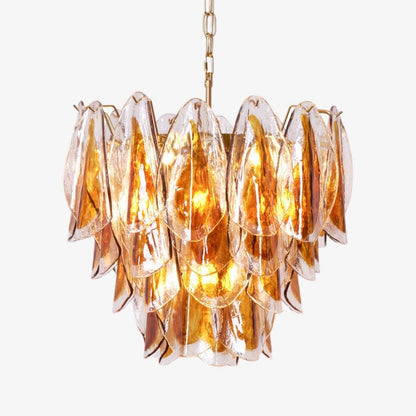 Amber Murano Glass Leaf Chandelier