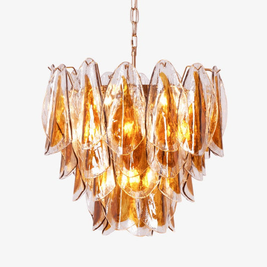 Amber Murano Glass Leaf Chandelier