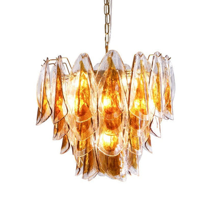 Amber Murano Glass Leaf Chandelier