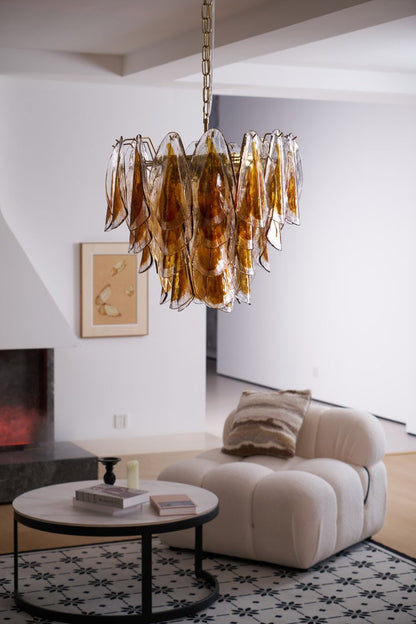Amber Murano Glass Leaf Chandelier