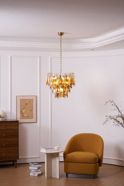 Amber Murano Glass Leaf Chandelier