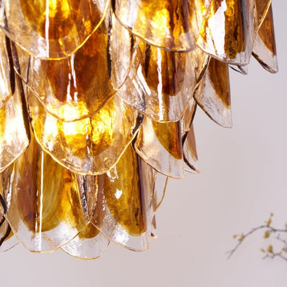 Amber Murano Glass Leaf Chandelier