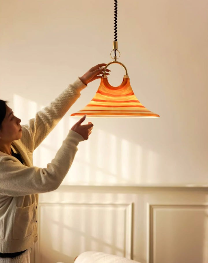 Amber Swirl Hand-Blown Glass Pendant Light