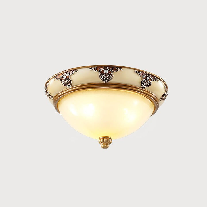 Antique Beige Flush Mount Ceiling Light with Frosted Glass