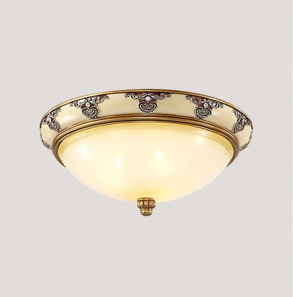 Antique Beige Flush Mount Ceiling Light with Frosted Glass