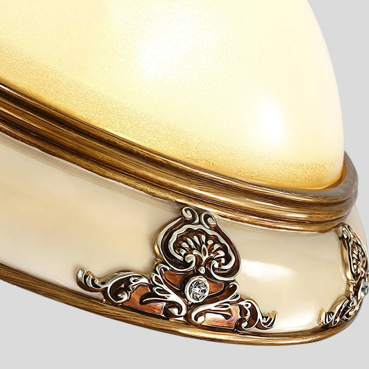 Antique Beige Flush Mount Ceiling Light with Frosted Glass
