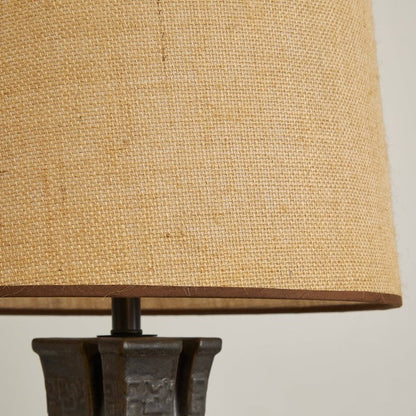 Antique Bronze Ceramic Table Lamp with Linen Shade