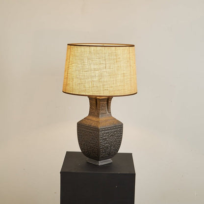 Antique Bronze Ceramic Table Lamp with Linen Shade