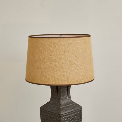 Antique Bronze Ceramic Table Lamp with Linen Shade