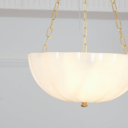 Art Deco Gold Iron & Glass 3-Light Chandelier